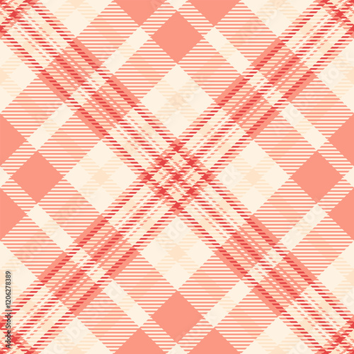 Row texture check tartan, oktoberfest background plaid pattern. Composition textile fabric vector seamless in red and old lace colors.