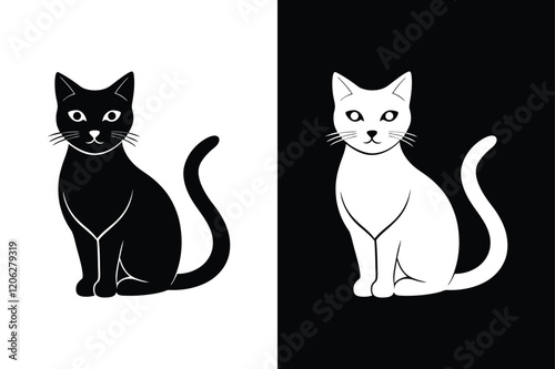 Cat icon vector on White Background ,Vector Art Illustration on white background.