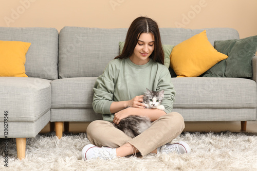 Young woman with cute longh...