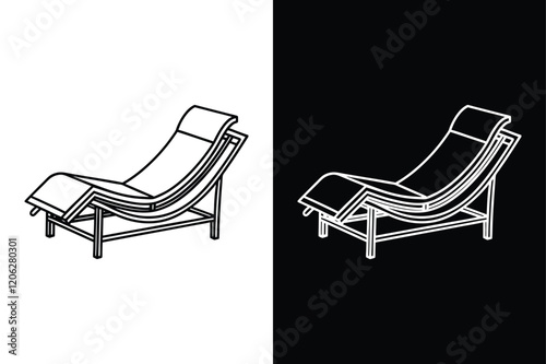 lc4 chaise lounge icon vector on White Background ,Vector Art Illustration on white background.