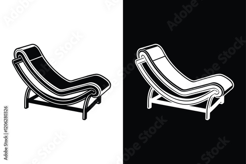 lc4 chaise lounge icon vector on White Background ,Vector Art Illustration on white background.