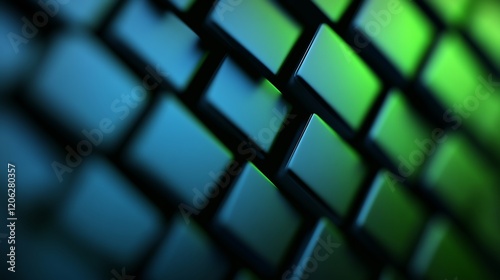 Abstract Teal Green Cubes Seamless Pattern Background. AI Generated