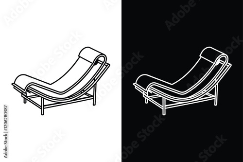 lc4 chaise lounge icon vector on White Background ,Vector Art Illustration on white background.