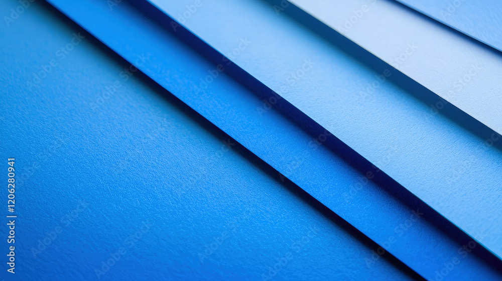 Obraz premium Four different layers of blue paper, abstract background with diagonal blue paper stripes