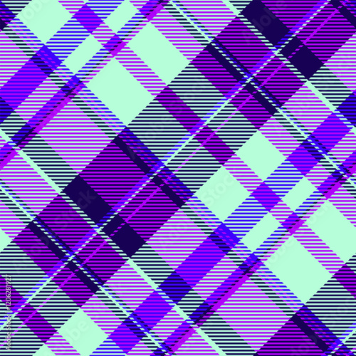 Back to school textile vector seamless, cell check pattern background. Fashionable tartan plaid texture fabric in bright and light colors.