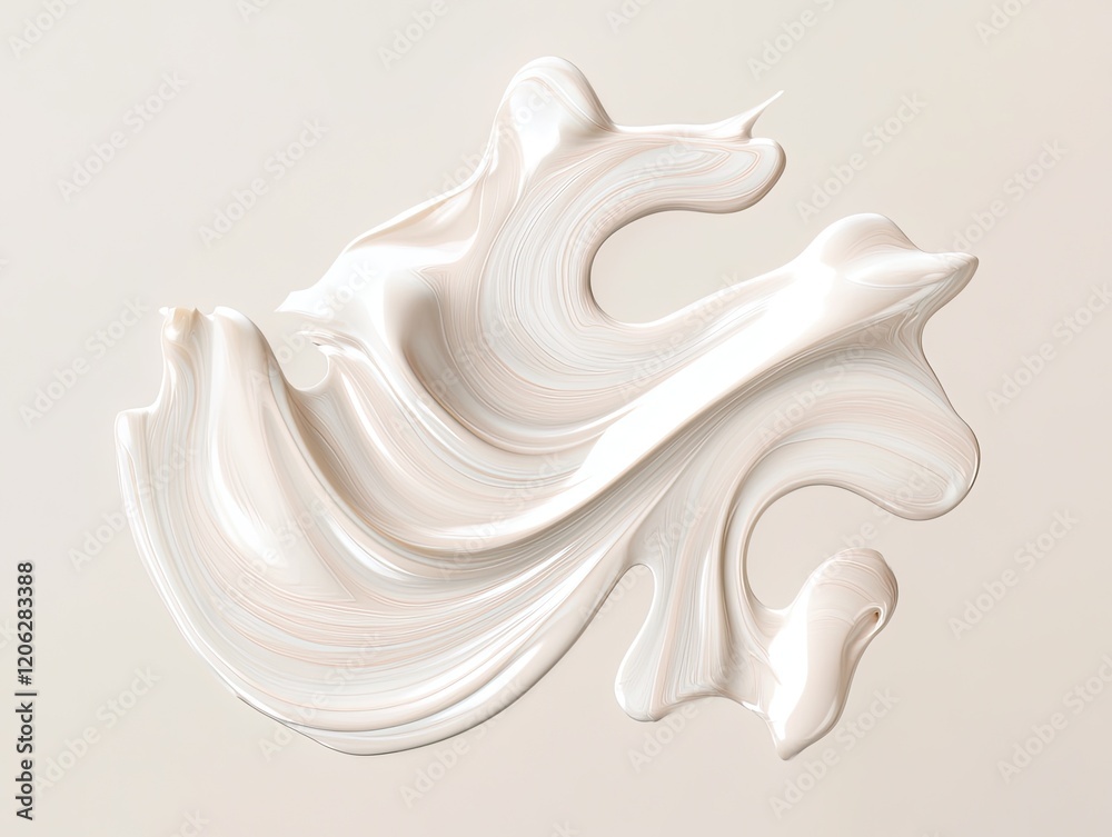 A white swirl of paint with a curved line on the right side A white swirl of paint with a curved line on the right side