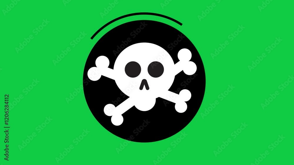 A glowing skull and crossbones on a green screen, symbolizing danger, caution, and risk. Perfect for futuristic, creative, and educational projects requiring bold, vibrant, and dynamic visuals. A glowing skull and crossbones on a green screen, symbolizing danger, caution, and risk. Perfect for futuristic, creative, and educational projects requiring bold, vibrant, and dynamic visuals.