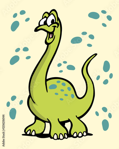 Little cute brontosaurus dinosaur cartoon character