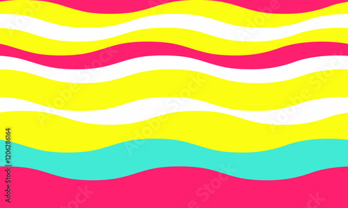 Vibrant abstract background with wavy stripes in yellow, pink, white, and teal. Perfect for websites, social media, presentations, or any design needing a bold, playful touch.
