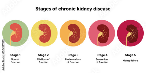 Stages of Kidney failure. Medical Kidney disease