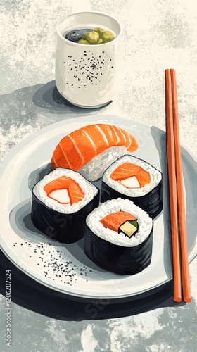 Sushi platter featuring various types of sushi with vibrant colors and fresh ...