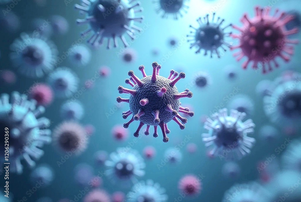 3d abstract virus in water, Viruses Microscopic View background 3d abstract virus in water, Viruses Microscopic View background