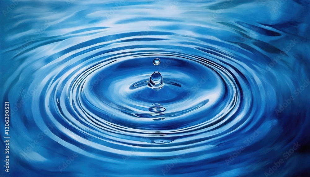 A water droplet falling into the ocean, creating ripples on its blue surface. A water droplet falling into the ocean, creating ripples on its blue surface.