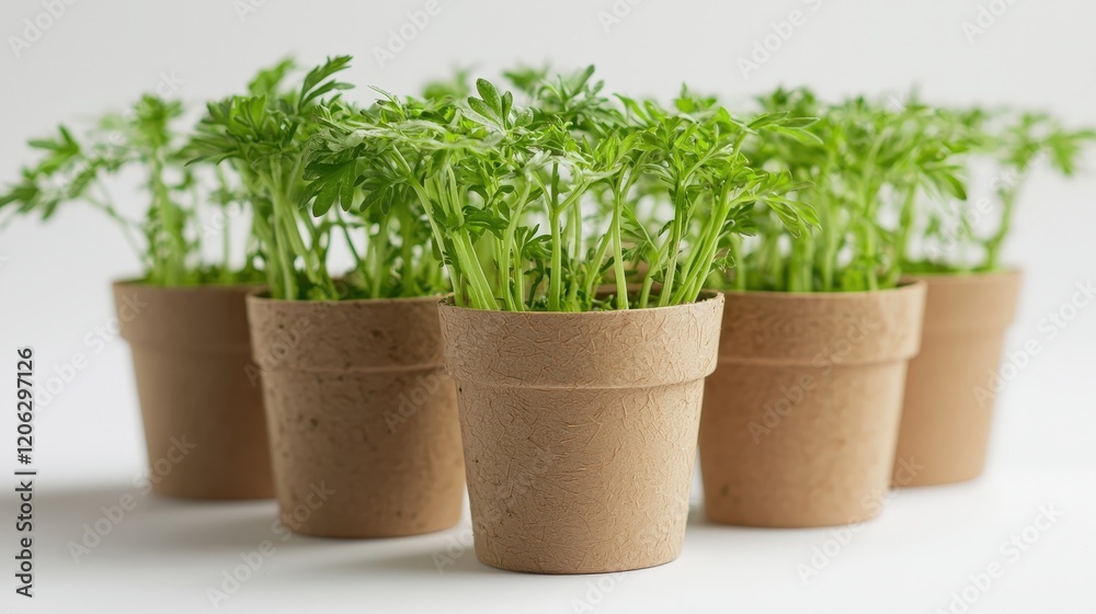 cups with carrot seedlings. Selective focus cups with carrot seedlings. Selective focus