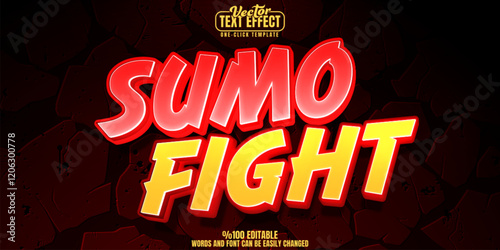 Sumo editable text effect, customizable fight and attack 3d font style