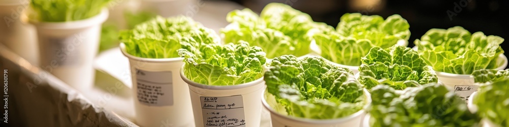 cups with cabbage seedlings. Selective focus cups with cabbage seedlings. Selective focus
