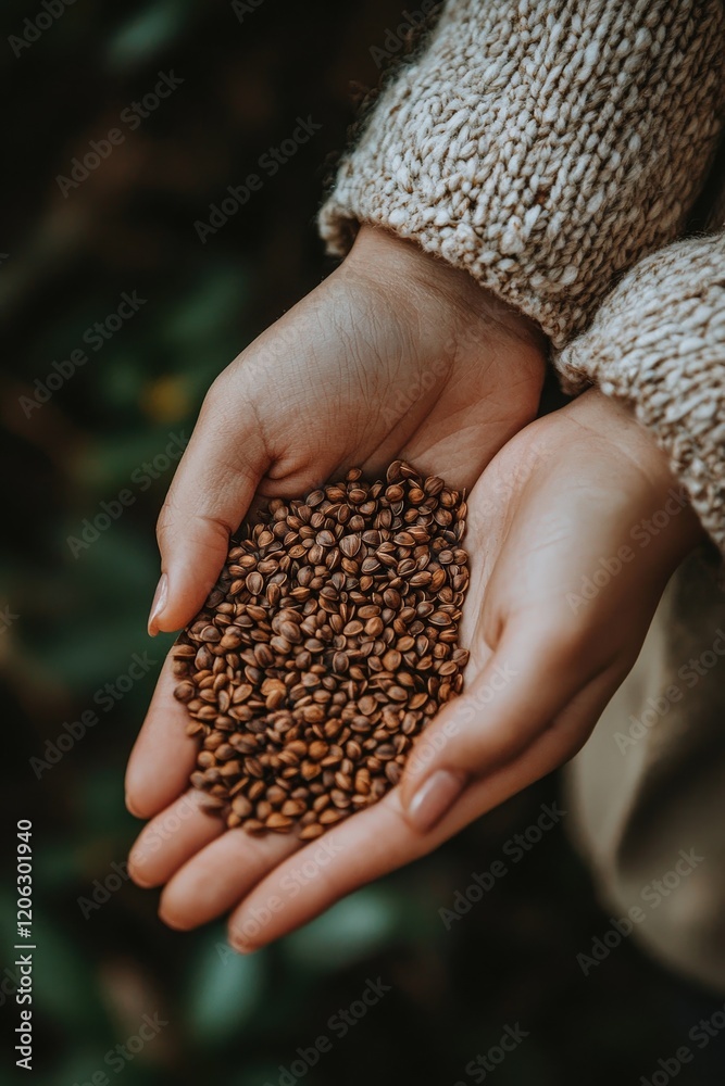 close-up of seeds in hands. Selective focus close-up of seeds in hands. Selective focus