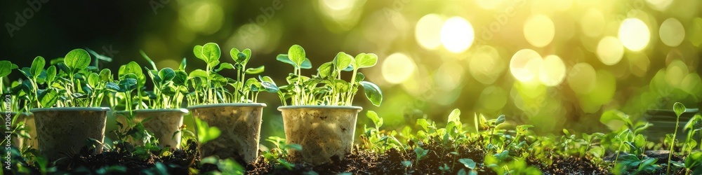 cups with vegetable seedlings. Selective focus