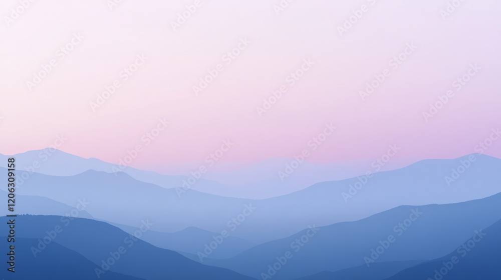 Obraz premium A serene mountain gradient background.featuring soft blues and purples.highlighting the tranquility of nature.Ideal for outdoor adventure promotions, nature blogs, and serene designs