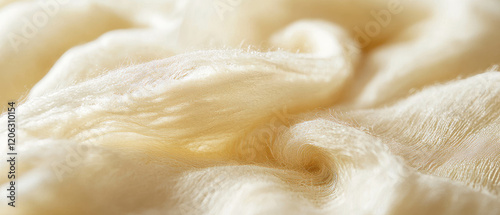 Unique texture of Eri silk showcasing its softness and matte finish in natural light photo