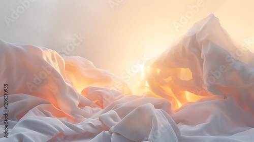 Soft light emanating from an object surrounded by a white backdrop