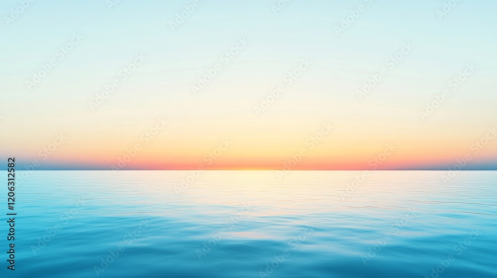 Obraz premium A serene ocean sunset gradient background.featuring soft blues and oranges.highlighting the beauty of a sunset over the ocean.Ideal for travel promotions, nature blogs, and calming designs