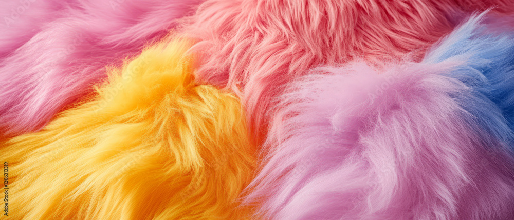Obraz premium Vivid faux fur textures in bright hues providing a soft and inviting appearance