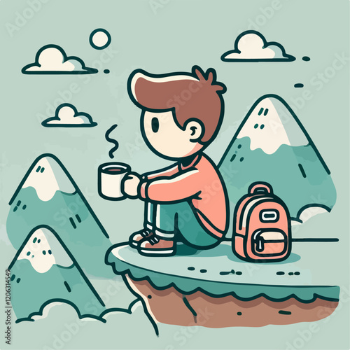 vector illustration of solitary person