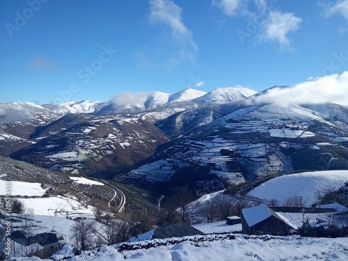 Nevada en los montes de los Ancares en Cervantes, Galicia photo