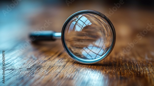 This beautifully detailed image of a magnifying glass resting on a wooden surface invites viewers to reflect on choices and perspectives in everyday life.