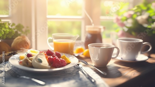 Wallpaper Mural A heart-healthy breakfast, on a cozy, sunlit breakfast nook Torontodigital.ca