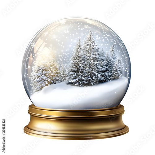 Festive Winter Snow Globe  Snowfall  Trees  Christmas  Holiday Decoration