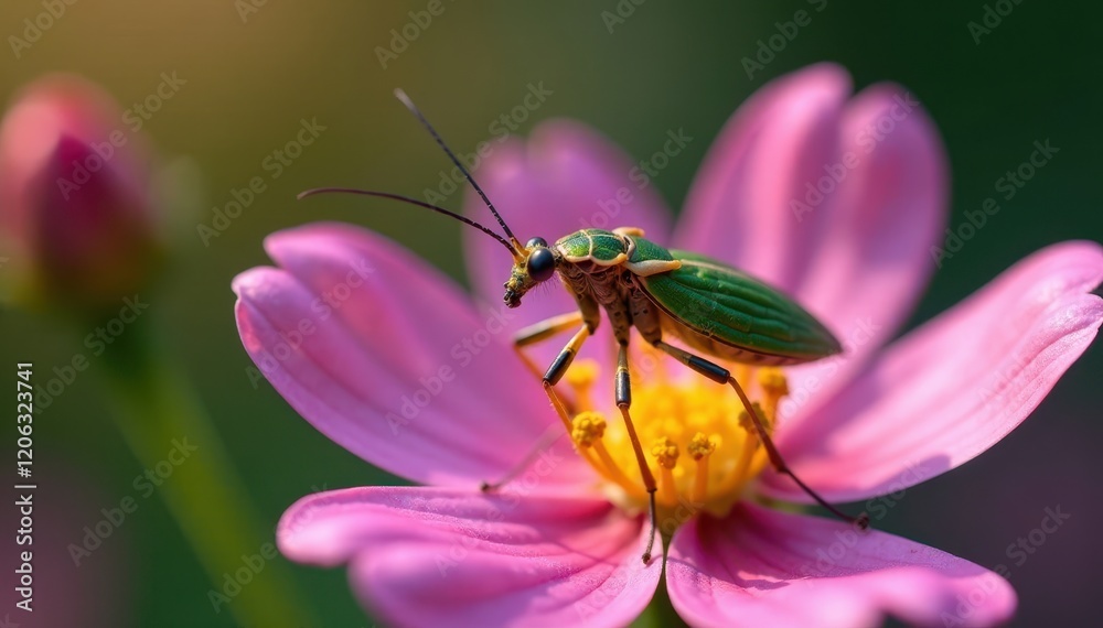 Phaneroptera falcata nymph with Lunaria annua blossom background, insect photography, Lunaria annua, entomology Phaneroptera falcata nymph with Lunaria annua blossom background, insect photography, Lunaria annua, entomology