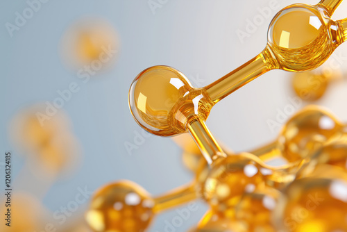 Close-up view of vibrant yellow oil molecules on a blurred background