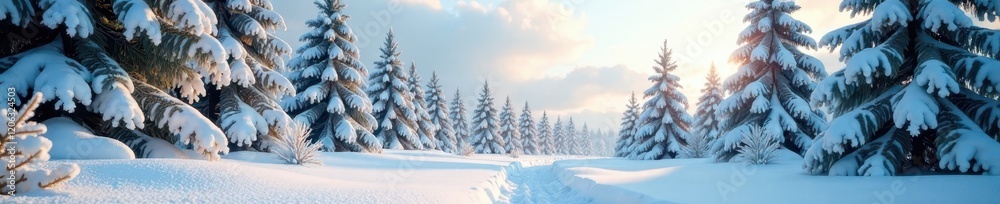 Snow-covered fir branches stretch towards the sky, frosty, winter, snow Snow-covered fir branches stretch towards the sky, frosty, winter, snow
