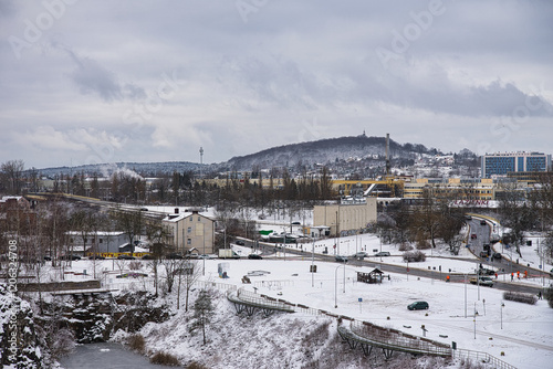 Kielce, Poland. 12 January 2025, A view of Kielce from one of the viewpoints on Kadzielnia. In the background, Karczówka Hill with a church visible on the top.