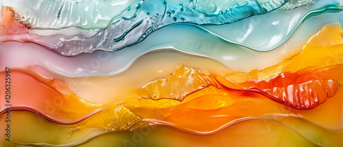 Vibrant fused glass artwork showcasing layered colors and smooth textures in a dynamic formation