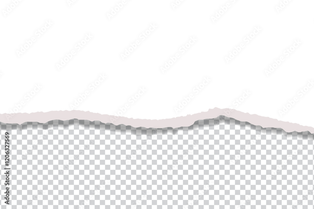 Obraz premium White torn paper edge template ripped horizontal strips with shadows border texture design vector