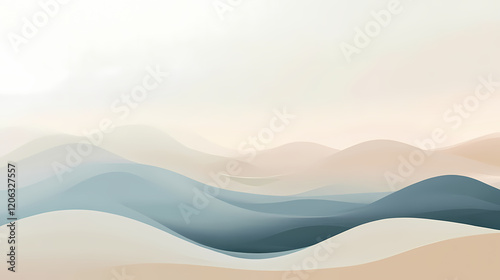 A gentle and undulating desert landscape with soft pastel hues. Ivory Desert. Illustration