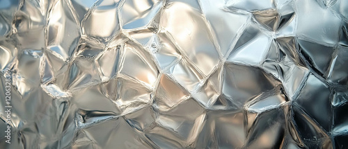 Geometric frosted glass with sharp lines and diffused light reflecting unique textures
