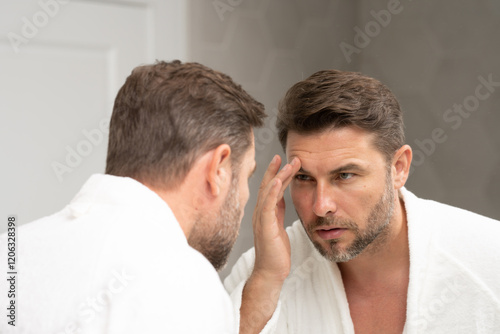 Cosmetology beauty spa. Male coscmetic. Face care skincare and beauty concepts. Handsome aged man with wrinkles. Male healthy skin and spa. Senior man with clean perfect skin. Beauty male skin care.