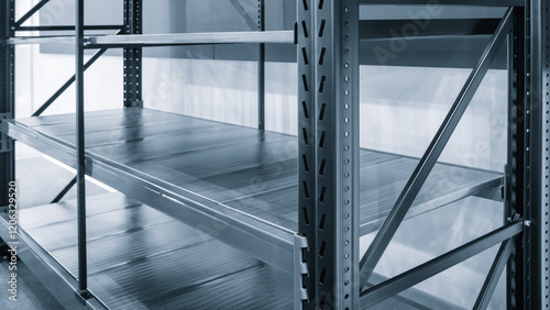Fotografie Interior of the new and modern empty shelves warehouse space