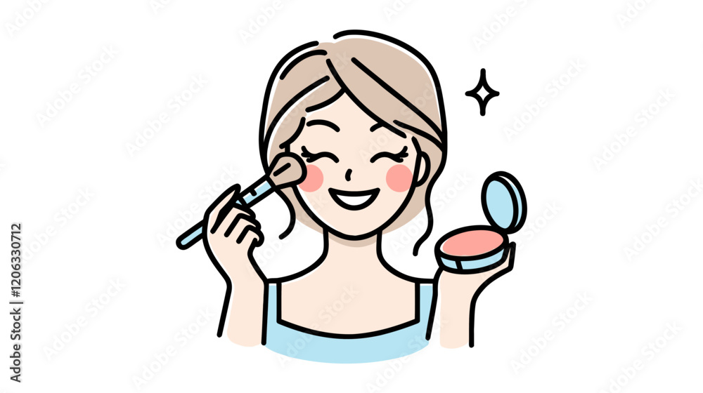 woman applying blush, beauty and cosmetics industry. The image represents elegance, femininity, and self-care, makeup, skincare, beauty. makeup, skincare, beauty, cosmetics, fashion, wellness, and mod woman applying blush, beauty and cosmetics industry. The image represents elegance, femininity, and self-care, makeup, skincare, beauty. makeup, skincare, beauty, cosmetics, fashion, wellness, and mod