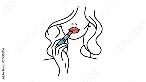 beautiful woman applying lipstick, beauty and cosmetics industry.  elegance, femininity, and self-care, perfect for makeup, skincare, and fashion themes