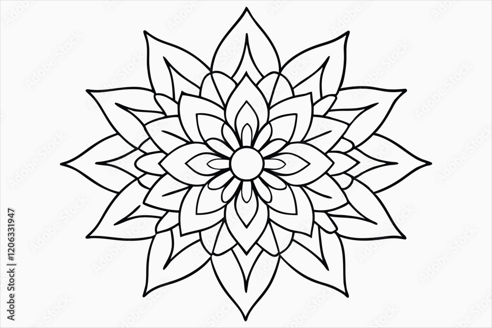Modern floral mandala line art design Modern floral mandala line art design