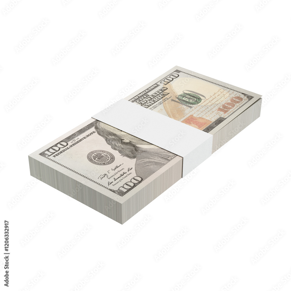 Asset 3D realistic American 100-dollar bill with isolated background Asset 3D realistic American 100-dollar bill with isolated background