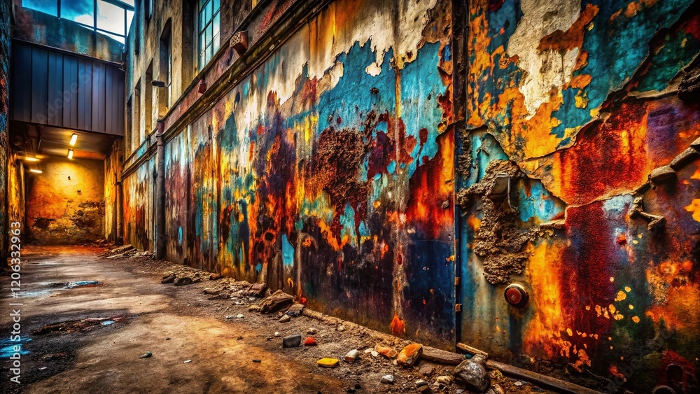 Fototapeta premium Panoramic Grunge Urban Texture Background - Distressed Wall Photography