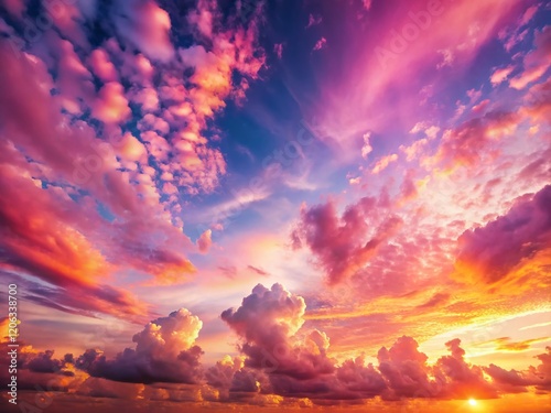 Pink Sunrise Cloudscape: Serene Dawn with Copy Space for Text