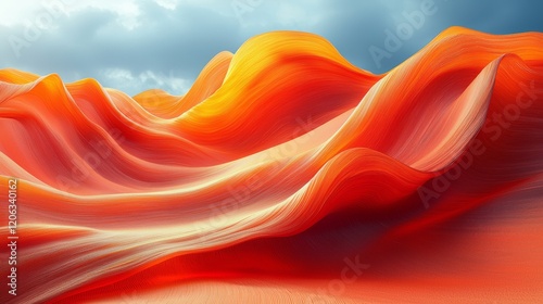 Abstract Flow of Orange and Yellow Fabric Waves
