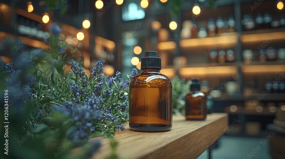 Rustic Apothecary Bottles on a Wooden Shelf Rustic Apothecary Bottles on a Wooden Shelf